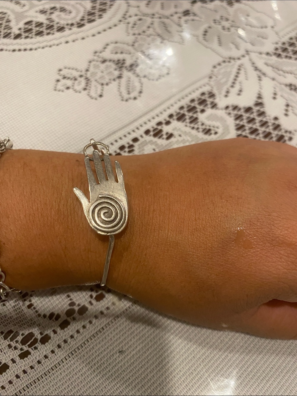Silver Hand Spiral Cuff Bracelet - Women's Jewelry